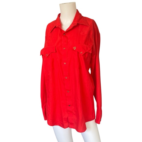 Vitnage Dickson-Jenkins Red Western Shirt Snap Button Long Sleeve Size Medium M - Picture 1 of 10